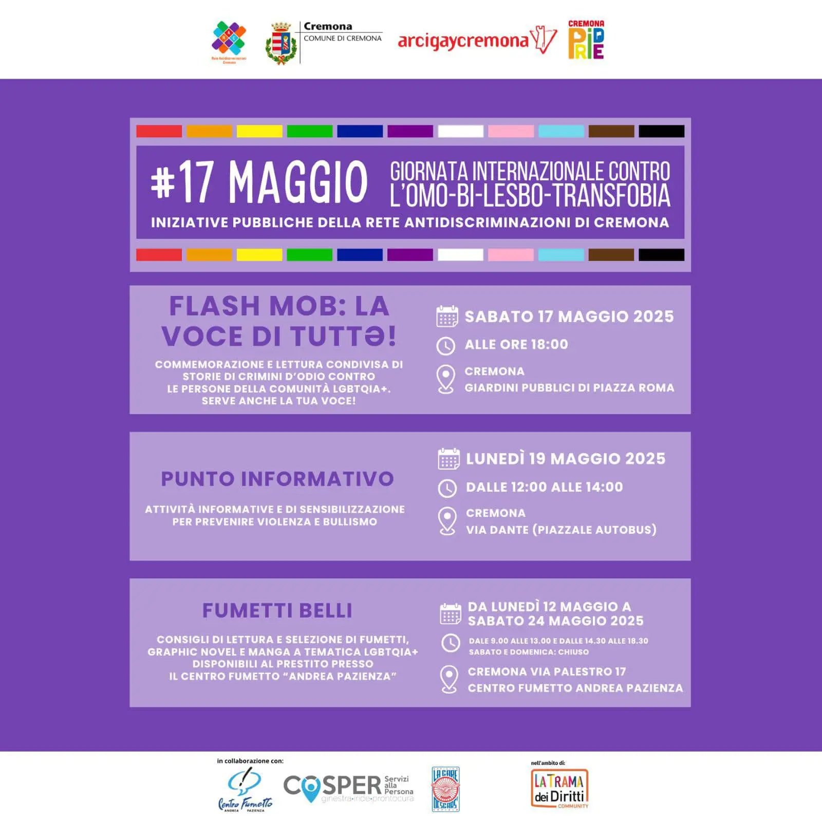 Giornata Internazionele contro l'omotransfobia - 17 maggio 2025