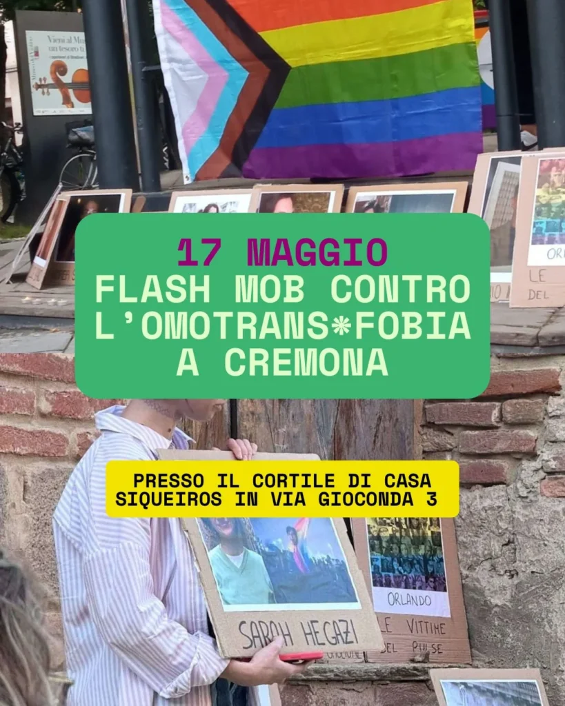 Flash mob contro omotransfobia Cremona 17 maggio